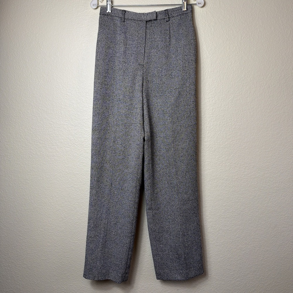 Emma James Liz Claiborne Pants 6 Womens Gray Pleated Herringbone Trousers Lined